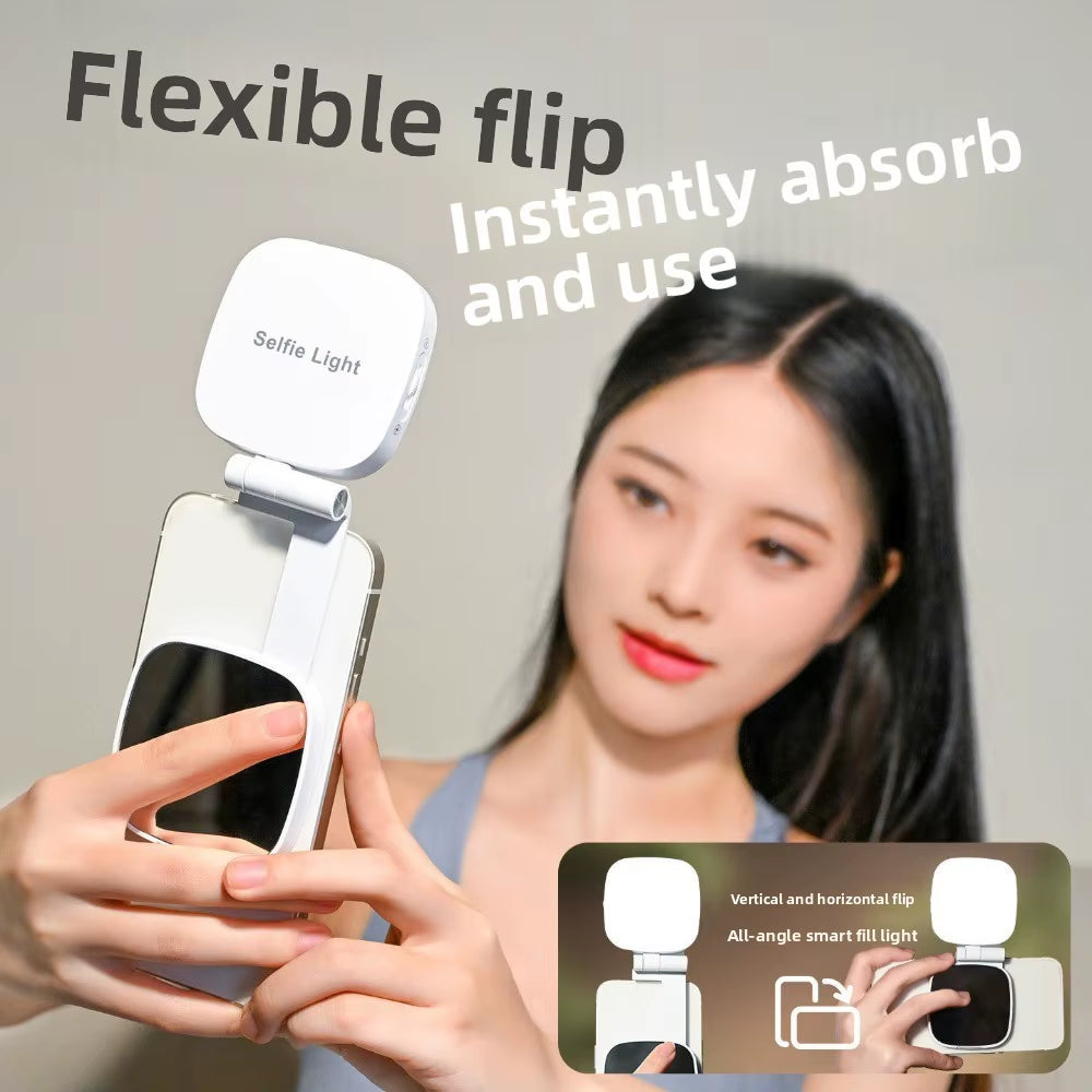 Illuminate Your Selfies with the 360° Magnetic Phone Selfie Light - 3 Color Modes & Makeup Mirror for Perfect Lighting Anytime!