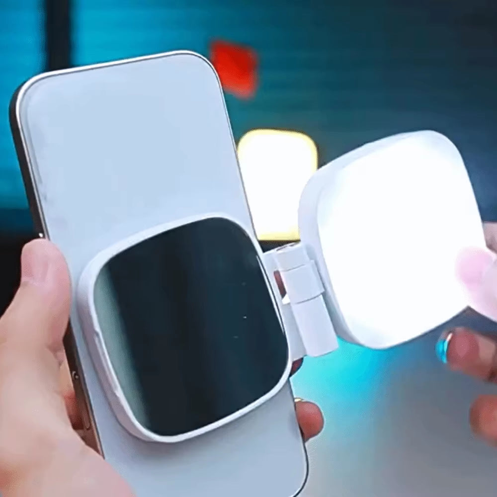 Illuminate Your Selfies with the 360° Magnetic Phone Selfie Light - 3 Color Modes & Makeup Mirror for Perfect Lighting Anytime!